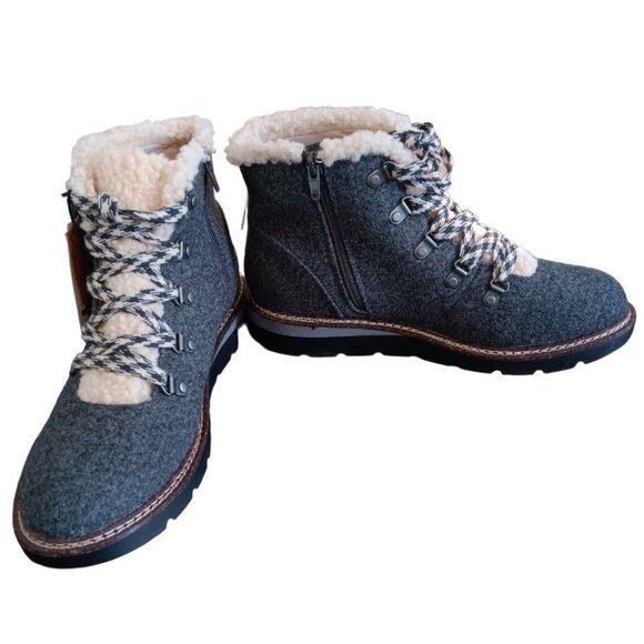 Madden NYC Womens Gray Hiker Boots Lace-Up Side Zipper Wedge Sole Size 11 - Picture 3 of 8